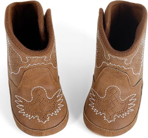 Infant Toddler Western Boots Cowgirl Cowboy Soft Rubber Sole Booties for Baby Girls Boys 3-18 Months in Saudi Arabia