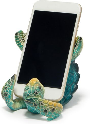 Hodao Sea Turtle Figurines Decoration Turtle Cell Phone Stand Holder for Cellphone Tablet On Desk Summer Ocean Animal Decor Ocean Style Phone Holder for Home Office Decoration (Blue-Turtle) in Saudi Arabia