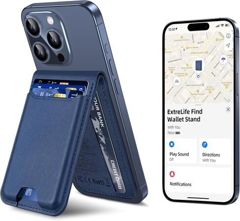 ExtreLife for Magsafe Wallet, Works with Apple Find My, 6 Cards Holder | Strongest Magnetic Wallet for iPhone 17/16/15/14/13/12 Series, for iPhone Wallet with Adjustable Stand, Vegan Leather, Black in Kuwait