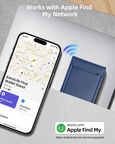 ExtreLife for Magsafe Wallet, Works with Apple Find My, 6 Cards Holder | Strongest Magnetic Wallet for iPhone 17/16/15/14/13/12 Series, for iPhone Wallet with Adjustable Stand, Vegan Leather, Black in Kuwait