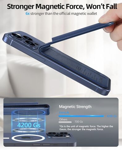 ExtreLife for Magsafe Wallet, Works with Apple Find My, 6 Cards Holder | Strongest Magnetic Wallet for iPhone 17/16/15/14/13/12 Series, for iPhone Wallet with Adjustable Stand, Vegan Leather, Black in Kuwait