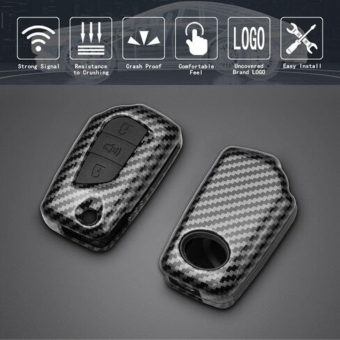TANGSEN Flip Key Fob Case Compatible with Scion IM TC XB Toyota C-HR Corolla IM 3 Button Keyless Entry Remote Personalized Protective Cover Plastic Carbon Fiber Pattern Red Silicone in Kuwait