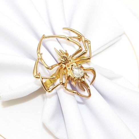 Halloween Napkin Ring Holder set of 6,Spider Napkin Ring Buckle Spooky Rhinestone Napkin Rings Holder Metal Alloy Napkin Ring Holder for Table Decoration Dinning Party Supplies (Black, 1.57 inch) in Saudi Arabia