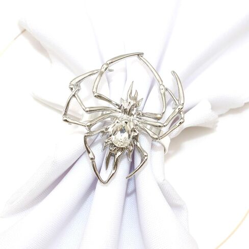 Halloween Napkin Ring Holder set of 6,Spider Napkin Ring Buckle Spooky Rhinestone Napkin Rings Holder Metal Alloy Napkin Ring Holder for Table Decoration Dinning Party Supplies (Black, 1.57 inch) in Saudi Arabia