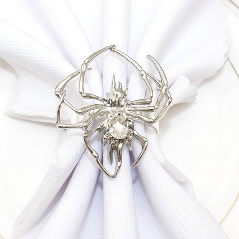 Halloween Napkin Ring Holder set of 6,Spider Napkin Ring Buckle Spooky Rhinestone Napkin Rings Holder Metal Alloy Napkin Ring Holder for Table Decoration Dinning Party Supplies (Black, 1.57 inch) in Saudi Arabia