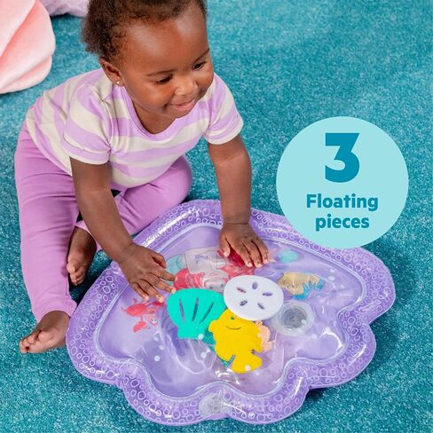 Bright Starts Disney Princess Ariel Tummy Time Water Mat, The Little Mermaid Sea Treasures, Purple, Baby Girl Newborn + in Saudi Arabia