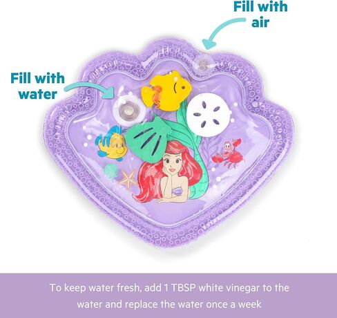 Bright Starts Disney Princess Ariel Tummy Time Water Mat, The Little Mermaid Sea Treasures, Purple, Baby Girl Newborn + in Saudi Arabia
