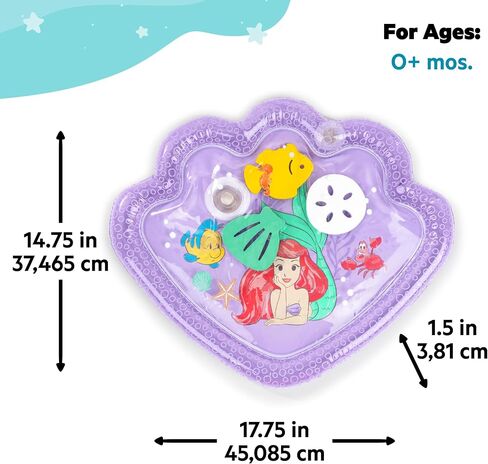 Bright Starts Disney Princess Ariel Tummy Time Water Mat, The Little Mermaid Sea Treasures, Purple, Baby Girl Newborn + in Saudi Arabia