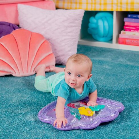 Bright Starts Disney Princess Ariel Tummy Time Water Mat, The Little Mermaid Sea Treasures, Purple, Baby Girl Newborn + in Saudi Arabia