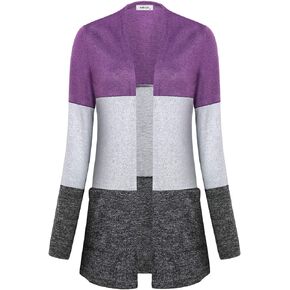 Womens Casual Open Front Cardigan Sweaters with Pockets