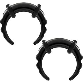 Pair of Black Anodized taper septum double O-rings Piercing Jewelry Ear Stretcher Plugs Flesh Earring Lobe