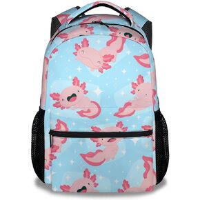 CUNEXTTIME Axolotl Backpack for Girls Boys, 16 Inch Cute Bookbag with Large Capacity, Durable Lightweight Travel Laptop School Bags with Adjustable Straps