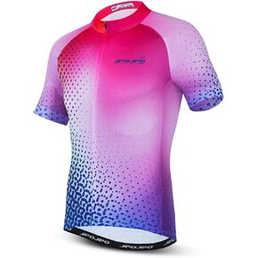 JPOJPO Men's Cycling Jerseys Tops Biking Shirts Short Sleeve Bike Clothing Full Zipper Bicycle Jacket with Pockets