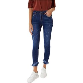 Kan Can Women's Mid Rise Ankle Skinny Jeans D 7/27