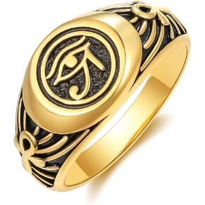 URONE Egyptian Ring for Men Sterling Silver Ankh/Eye of Horus Ring Egyptian Jewelry for Men Women