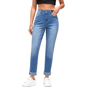 GRAPENT Jeans for Women Trendy High Waisted Slim Straight Leg Mom Jeans Stretchy Denim Pants Trouser Jeans with Pockets