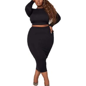Plus Size Women 2 Piece Outfits Sets Sexy Tracksuit Midi Dress,Sleeveless Tank Top Bodycon Skirts Set Casual Summer