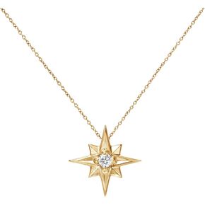 14K Yellow Gold North Star 0.03 CT Diamond Pendant Necklace, 16"