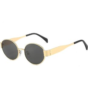 YAMEIZE 90s Retro Oval Sunglasses - Metal Frame Classic Round Shades for Women Men UV400 Protection Sun Glasses Outdoor