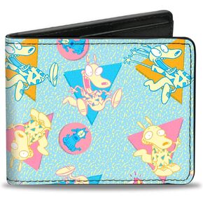 Buckle-Down Men's Wallet Bifold PU Modern Life Rocko and Spunky Expressions Multi Color, 4.0" x 3.5"