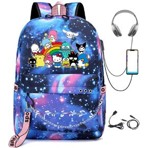 IHGKX Cartoon Backpack with USB Charging Port and Headphone Port Anime Lightweight Laptop Bag in Saudi Arabia