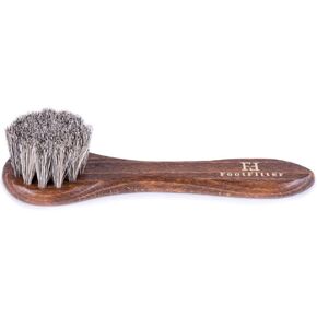 FootFitter Genuine 6" Horsehair Shoeshine Dauber Brush, Made in Germany, Applying Shoe Creams & Polishes, Travel Ready - Grey/Brown