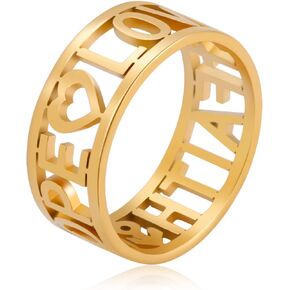 Amaxer Cross Faith Hope Love Words Stainless Steel Ring Sideways Religious Inspirational Christian Religion Finger Ring Jewelry for Women Men