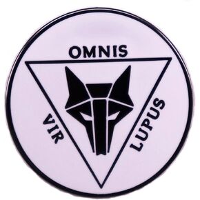 Omnis Vir Lupus Every Man is a Wolf Latin Proverb Saying Phrase 1.2" Enamel Pin Badge