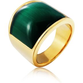 HETIMXIA Turquoise Stone Ring for Men golden 316 Stainless steel Rings Men's Ring oval Pattern rings Jewelry for Men rings for Heavy Metal ring Father's Day gifts Jewelry Gift for Men