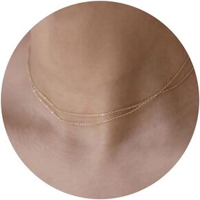 Layered Necklaces for Women, 14k Gold Plated Layering Herringbone Paperclip Chain Necklace Simple Gold Choker Necklaces for Women Trendy Dainty Gold Necklace Set Stacked Gold Jewelry for Women