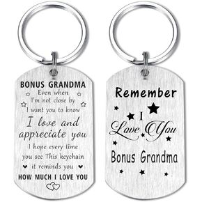 Bonus Grandma Keychain Step Grandmother Gifts - Remember I Love You Bonus Grandma Gifts, Happy Birthday Gift for My Step Grandma, Step Grandma Christmas Gifts, Stepmother Step Grandma Gift