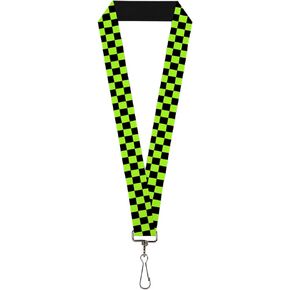 Buckle-Down Lanyard-1.0"-Checker Black/neon Green