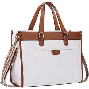 Chase Chic Laptop Bag for Women, Canvas Tote Bag for Work Lady 15.6 Inch Computer Shoulder Bag for College,Office