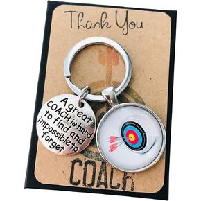 Archery Target Coach Gift Keychain for Archery Coach A Great Coach is Hard to find and Impossible to Forget