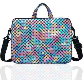 14-Inch Laptop Shoulder Carrying Bag Case Sleeve For 13" 13.3" 14 inch Macbook/Notebook/Ultrabook/Chromebook, Mermaid Scale (Blue)