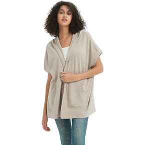 Womens Short Sleeve Cardigan Lightweight Summer Casual Open Front Hoodie Top with Pockets