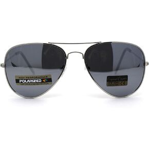Air Force Polarized Silver Mirror Lens Police Style Cop Pilots Sunglasses
