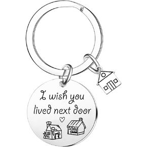 Friendship Gifts Best Friend Keychain Gifts Long Distant Gifts for Friend Sister I Wish You Lived Next Door Gifts