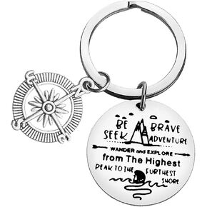 Adventurist Gift Be Brave Seek Adventure Keychain Mountain Keychain Adventure Jewelry Nature Lover Traveler Gift,Nature Outdoor Hiking Camp Lover Gift Mountain Traveling Gift for Wanderlust/Backpacker