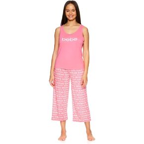 bebe Womens Pajamas Set - Short Sleeve T-Shirt and Lounge Pajama Capri Sleepwear Set