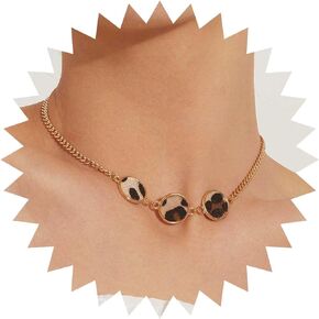 Vacaonio Gothic Coin Choker Necklace Gold Disc Coin Necklace Leopard Disc Necklace Chain Exaggerated Coin Collar Necklace Coin Statement Necklace Jewelry for Women and Girls