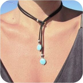 Boho Necklace for Women Layered Suede Choker Necklaces Boho Jewelry Gifts for Women Long Necklaces for Women Birthday Gifts for Girls