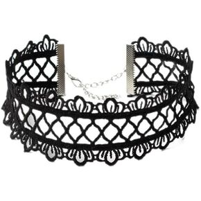 Black Lace Choker Necklaces Black Flowers Necklace Gole Nekcalce Chain for Women and Teen Girls