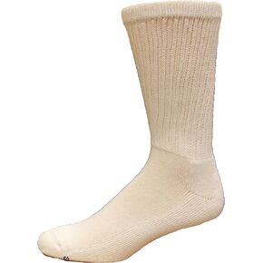 MediPeds Non-Binding Coolmax Cushioned Crew Socks, Large Ladies 10-13 / Mens 7-12, White, 3 Pair