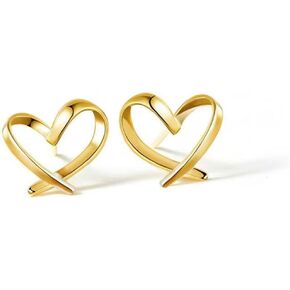 Heart 14K Gold Plated Earrings for Women Girls Chunky Gold Stud Cute Earrings Fashion Jewelry Gifts