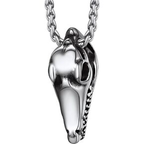 Richsteel Crocodile Dinosaur Raven T-Rex Skeleton Necklace for Men Punk Animal Fossil Jewelry