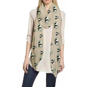 Lina & Lily Panda Animal Print Women's Scarf Shawl Wrap Lightweight