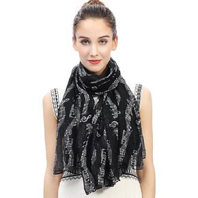 Lina & Lily Musical Notes Print Women's Scarf Shawl Wrap Lightweight