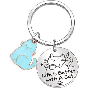 Cat Themed Gift For Funny Cat Lover Jewelry Cat Whisperer Keychain Cat Owner Gift Cat Keychain