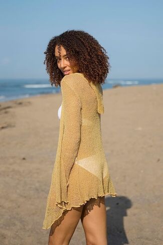 سترة نسائية طويلة وخفيفة الوزن وغطاء للرأس من Back From Bali، سترة محبوكة بقلنسوة ومفتوحة من الأمام وأكمام طويلة in Kuwait